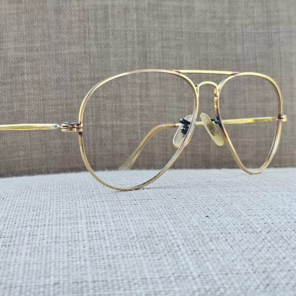 Vista Vintage Men Eyeglasses/Glasses Gold Tone Eyewear 5 1/2 Wired Rim Frame